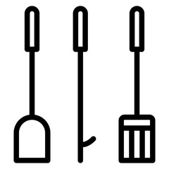Fireplace Tools Vector Design Icon Style