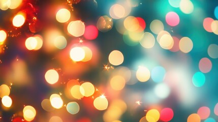 Obraz premium Soft-focus bokeh lights in Christmas colors, creating a warm and inviting background for holiday-themed projects