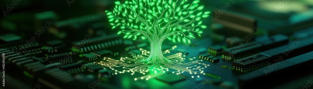 Poster A digital tree representing the fusion of technology and nature