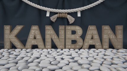 Kanban Letters on Pebbles Against a Dark Background