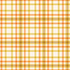 Autumn Plaid Gingham Tartan seamless pattern in orange, mustard yellow and white . For autumn fabric, textile, tablecloth and Textures.