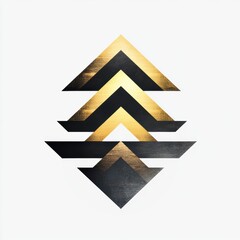A modern geometric logo with layered triangle shapes and arrows. Represents creativity, design, and a multi-level approach to problem-solving.