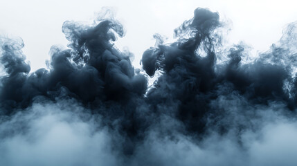 Abstract dark grey smoke isolated on white background.