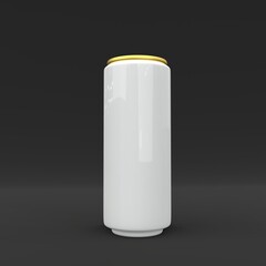 Aluminum can. Mockup on black background. 3d illustration.