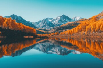 Obraz premium Serene Mountain Lake with Mirror-like Surface