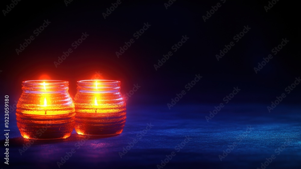 Aufkleber glowing candles in glass jars creating a serene atmosphere