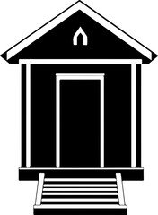 Minimalist Vector Black House Design with Steps