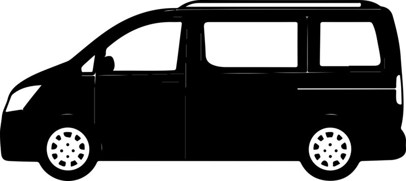 black minivan side view clip art preview