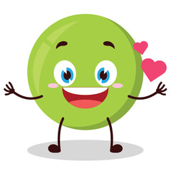 cute fall in love expression of pea cartoon character