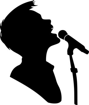 recommend clip art: Silhouette of a Singer with Microphone