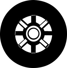 Fototapeta premium Minimalist Vector Life Preserver Icon on Black Background