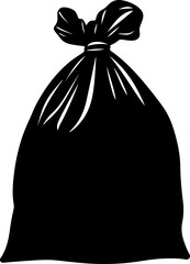 Black Vector Trash Bag with Tied Closure