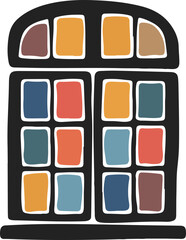 Colorful Vector Window Design with Geometric Patterns