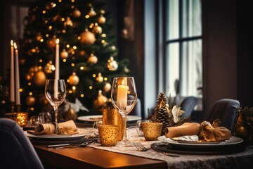 Swedish Christmas dinner at festive cozy room