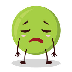 cute tired expression of pea cartoon character