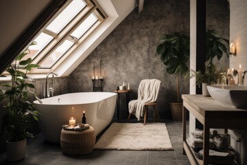 Fototapeta premium Interior of a loft apartment bathroom