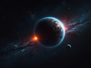 Obraz premium science Person on space and mood 