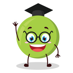 cute graduation college student expression of pea cartoon character