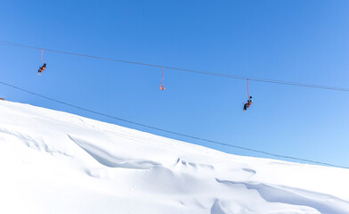 Ski lift in Ski Resort high in the mountains