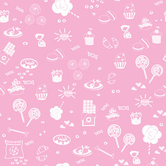 Sweets and candies seamless pattern