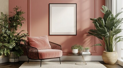 Naklejka premium Mock up interior wall art