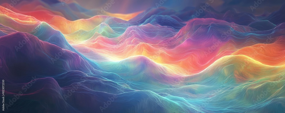 Aufkleber vibrant abstract landscape with flowing colors and gentle waves, creating a serene and dreamy atmosp