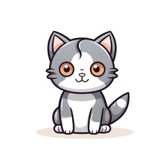 Obraz premium Cute cartoon gray kitten