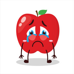 cute cry expression of red apple cartoon character