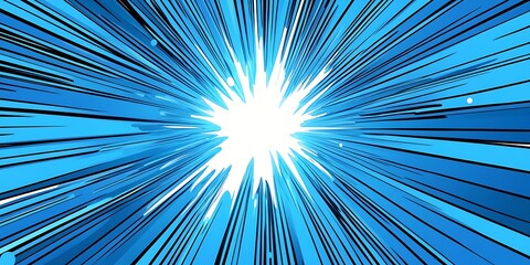 Obraz premium sparkling blue rays in a straight line from the center beautifully distributed sunburst backgrounds abstract