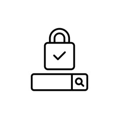 Safe search outline icons, minimalist vector illustration ,simple transparent graphic element .Isolated on white background