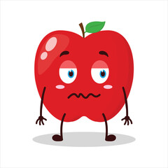 cute nope expression of red apple cartoon character