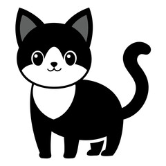 Cute cat black silhouette Vector illustration, cartoon style, suitable for Halloween design, Halloween Silhouette Black cat