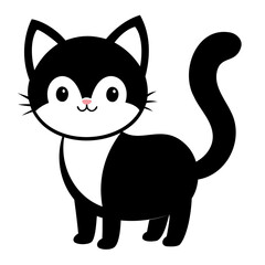 Cute cat black silhouette Vector illustration, cartoon style, suitable for Halloween design, Halloween Silhouette Black cat
