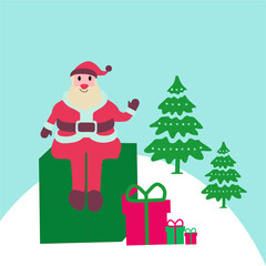 santa claus cartoon illustration. shopping preparing for new year and holiday celebrations