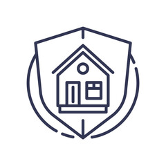 A house inside a shield symbolizes home protection and security.
