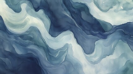 Obraz premium Abstract blue and white watercolor background with flowing lines and textures.