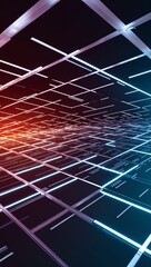 Obraz premium Cyber grid with intersecting light paths background for invitation or card screensaver