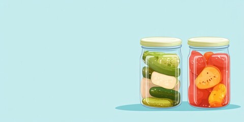 Colorful jars filled with pickled vegetables, showcasing a vibrant and appetizing display of traditional preservation methods.