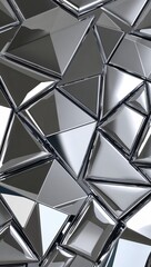 Obraz premium Dynamic 3D triangles with chrome textures background for invitation or card screensaver