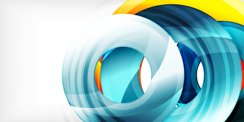 Bright colorful circles with light effects. Abstract background