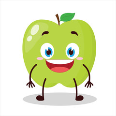 cute happy expression of green apple cartoon character