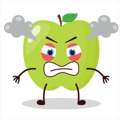 cute furious expression of green apple cartoon character