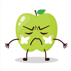 cute mad expression of green apple cartoon character