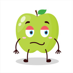cute silent expression of green apple cartoon character