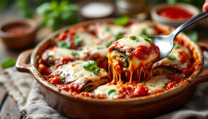 Baked Eggplant Rollatini with Cheese and Tomato Sauce (Jewish Cuisine)
