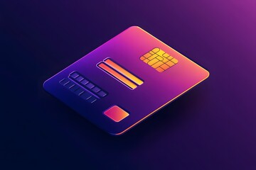 3D Render of a Credit Card with a Microchip and Stripes