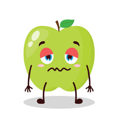 cute grumpy expression of green apple cartoon character