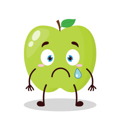 cute nervous expression of green apple cartoon character
