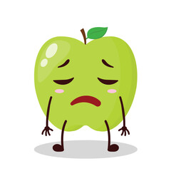 cute tired expression of green apple cartoon character