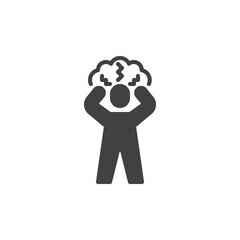 Person holding head with cloud vector icon